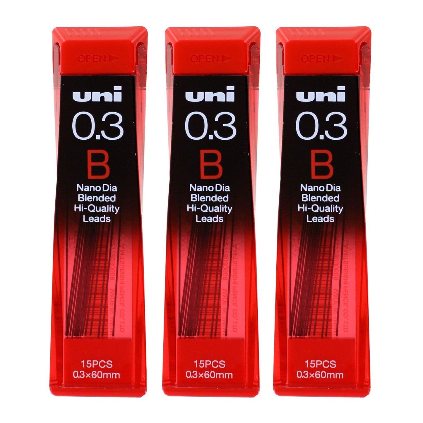 Uni Nano Dia 0.3mm B Refill Leads (Pack of 3)