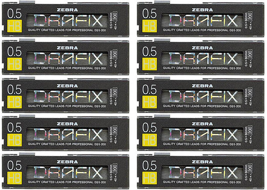 Zebra DRAFIX 0.5mm HB Refill Leads (10 tubes)