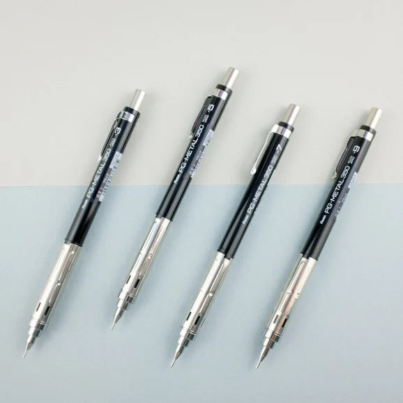 Pentel PG-METAL 350 0.3mm, 0.5mm, 0.7mm and 0.9mm Mechanical Pencils (Pack of 4)