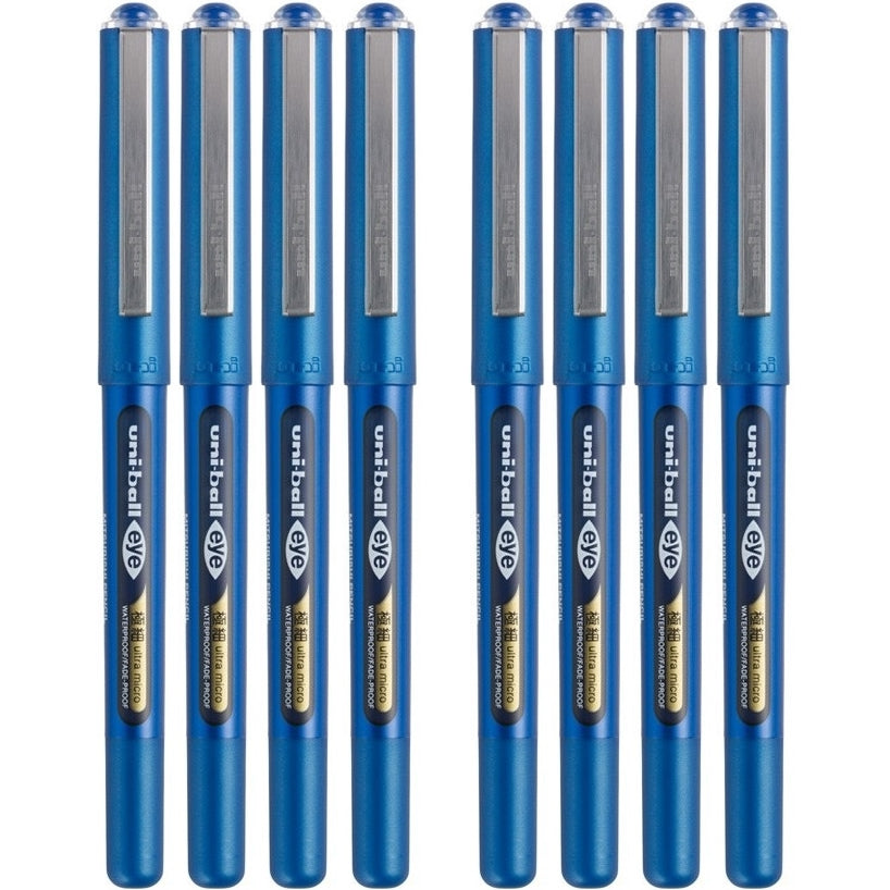 Uni eye 0.38mm Ultra Micro Waterproof Gel Ink Pens (Pack of 8)