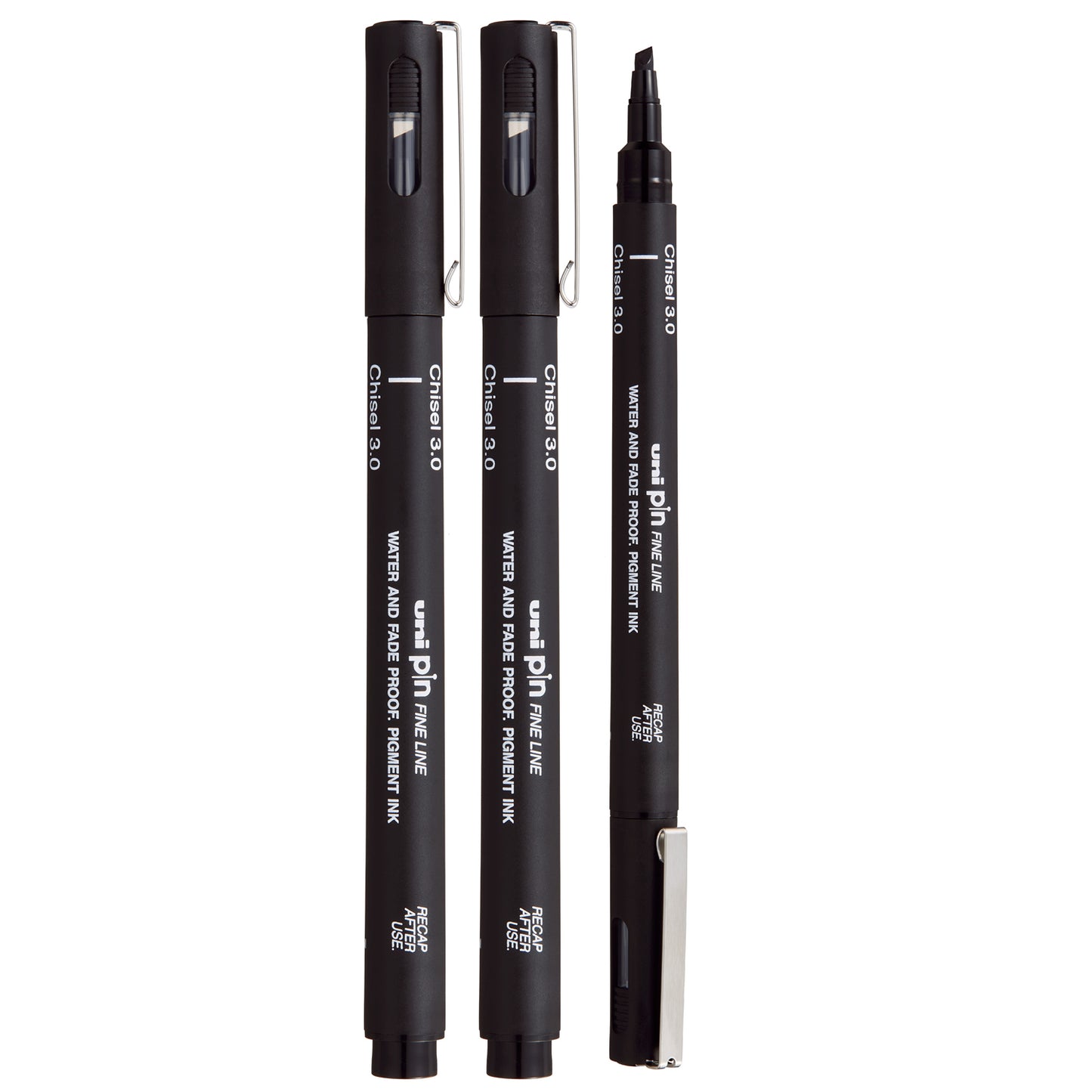 Uni Pin Chisel 3.0mm Fine Liner Drawing Pens (Pack of 3)