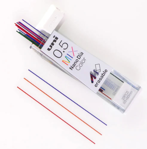 Uni Nano Dia Color 0.5mm Erasable Refill Leads (20pcs per tube)