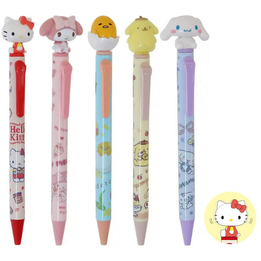 Sanrio Bobblehead Mascot Black Ink Ballpoint Pens (Pack of 5)