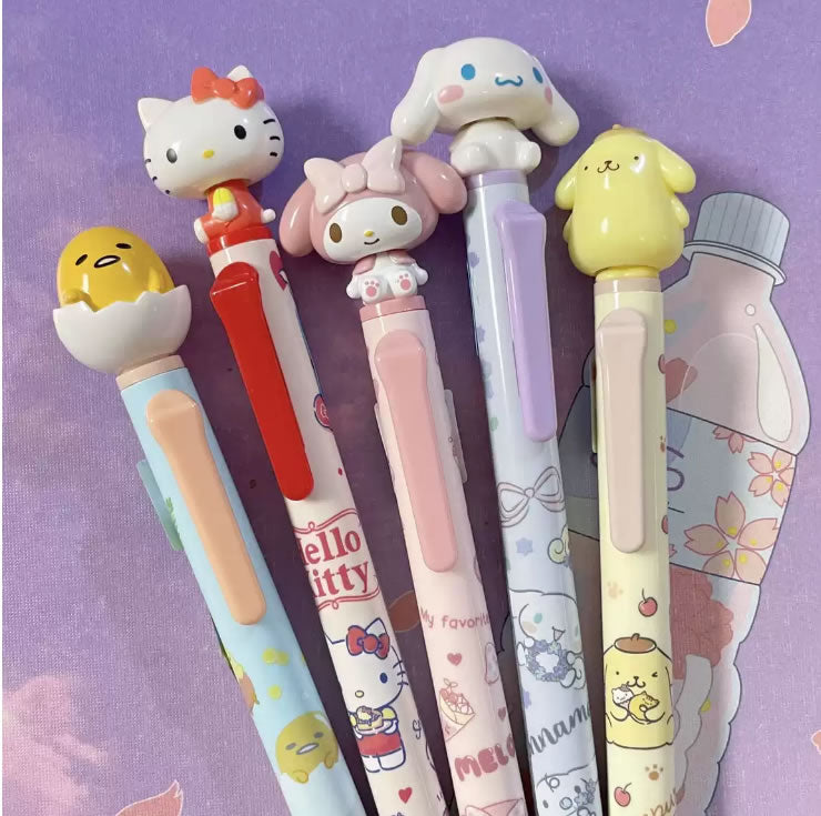 Sanrio Bobblehead Mascot Black Ink Ballpoint Pens (Pack of 5)