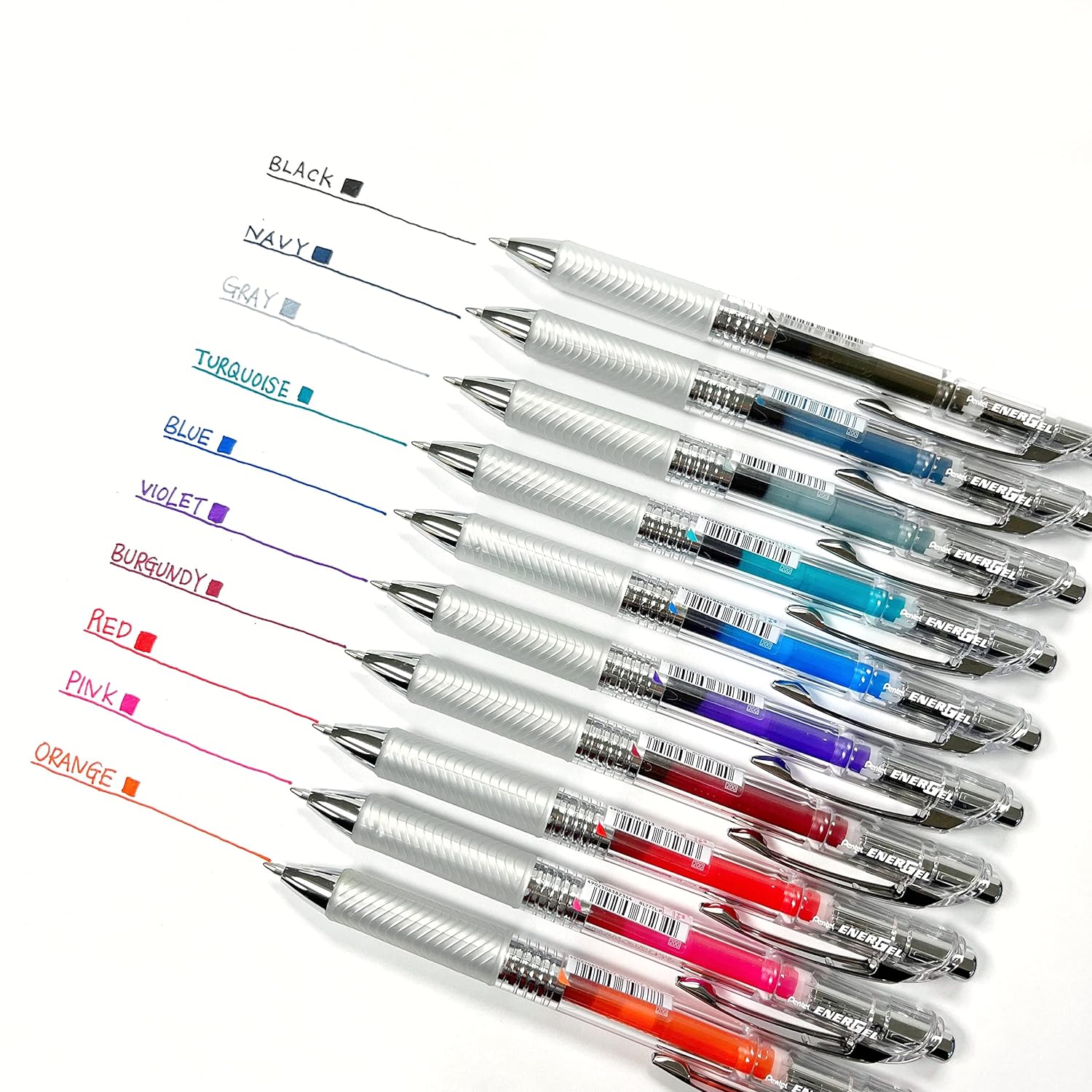 Pentel EnerGel infree 0.7mm Gel Pen (Pack of 10) + 10-Color Refill Set