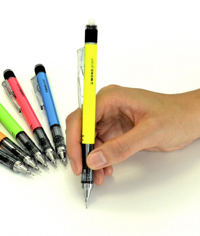 Tombow MONO graph NEON Color 0.3mm Mechanical Pencil 3X, ER-MG Erasers 1X