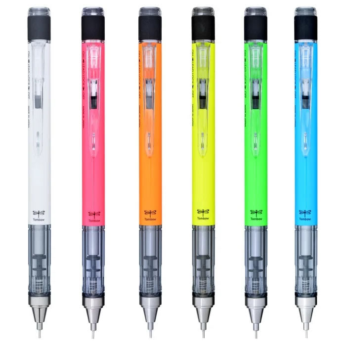 Tombow MONO graph NEON Color 0.5mm Mechanical Pencil 6X, Erasers 1X