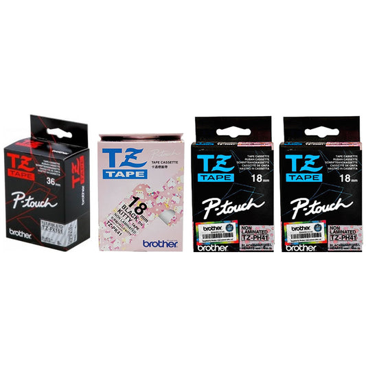 Brother Laminated TZ-FX161, TZ-PK41, TZ-PH41 TZ-Tape Cassettes (Pack of 4)