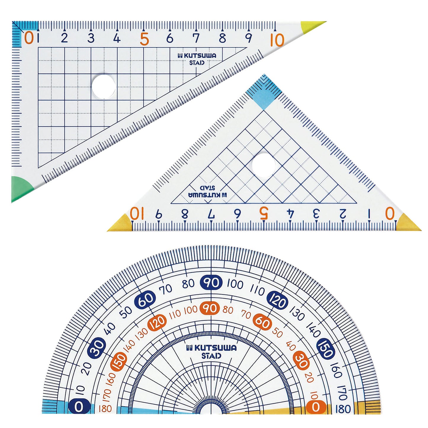 Kutsuwa STAD 10cm Arithmetic Triangle Rulers and Protractor Set
