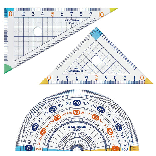 Kutsuwa STAD 10cm Arithmetic Triangle Rulers and Protractor Set