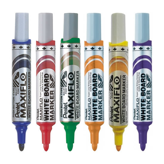 Pentel MAXIFLO Assorted Colors Medium Bullet Point Whiteboard Marker (Pack of 6)