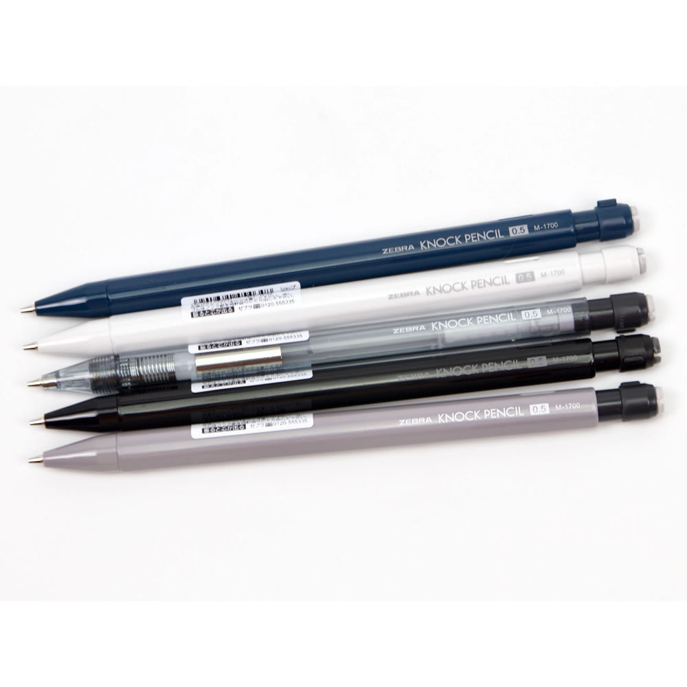 Zebra KNOCK PENCIL M-1700 0.5mm Mechanical Pencil, Hexagonal Shape (Pack of 5)