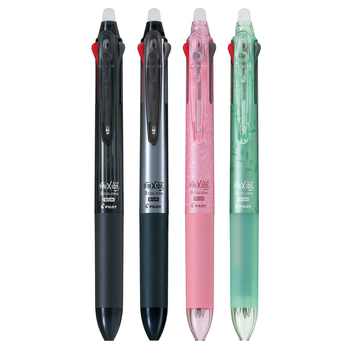 Pilot FRIXION BALL 3 Slim Design Series 0.5mm 3-Colour Erasable Pens (Pack of 4)