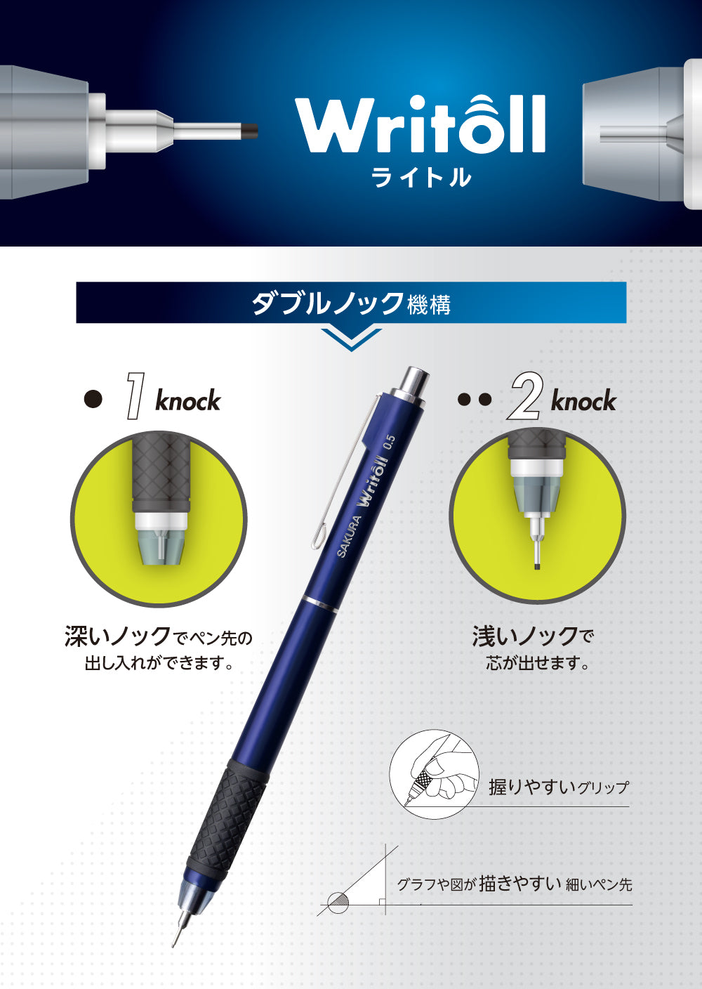 Sakura Writoll 0.5mm Retractable Tip Mechanical Pencil