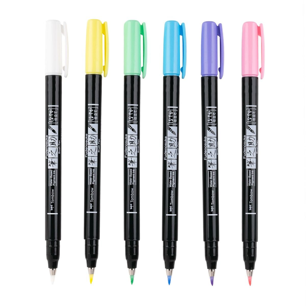 Tombow Fudenosuke Pastel Soft Tip Calligraphy Brush Pens (Pack of 6)