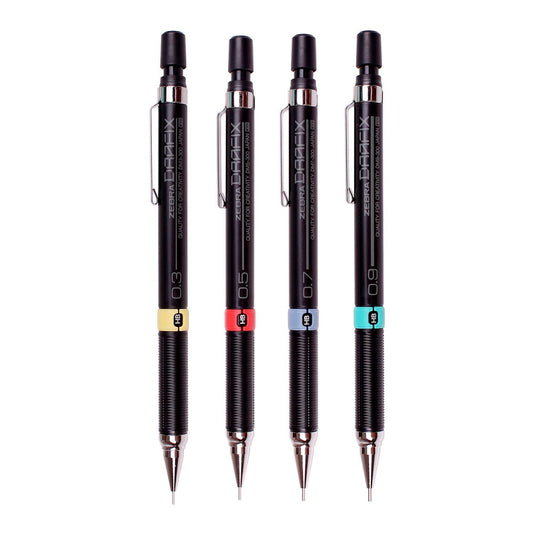 Zebra DM3, DM5, DM7 and DM9 Mechanical Pencils (Pack of 4)