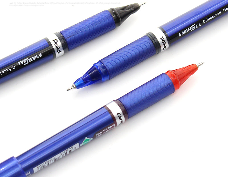 Pentel EnerGel Black, Red, Blue 0.5mm Needle Point Liquid Gel Pens (Pack of 3)